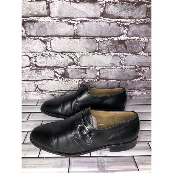 OGGI Black Leather Monk Strap Loafers Dress Shoes Men Sz 9M US/42EU - Picture 1 of 16